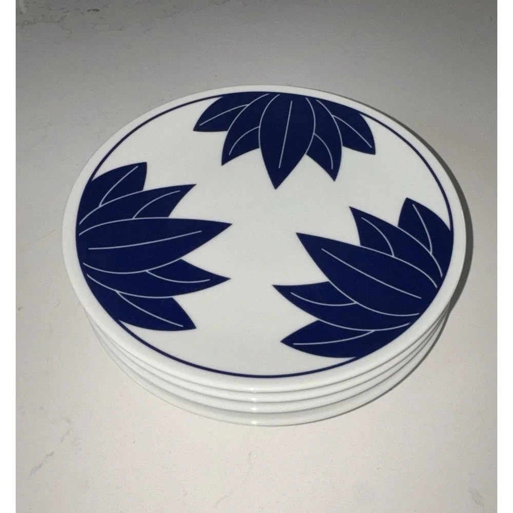 Set of 4 Crate & Barrel Maison Cobalt Blue Dessert Plates Made In Japan 7
